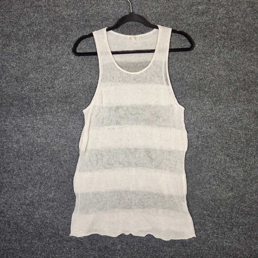 Eileen Fisher Womens Medium Cream 100% Linen Sleeveless Scoop Neck Open Knit